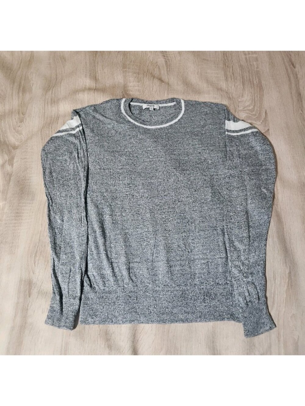 Madewell Varsity Inset Gray Linen Pullover Sweater Womens Size Xs